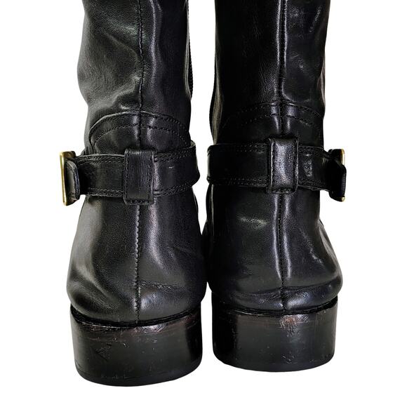 Coach Leather Whitley Tall Black Riding Boots Buckles Zipper Round Toe Size 10B - Picture 6 of 12